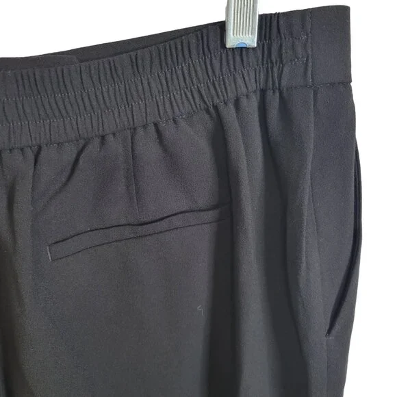 Ann Taylor Sz LP L Petite Pants Cropped Stretch Waist Zip Lace Fringe Hem Black - Picture 12 of 12